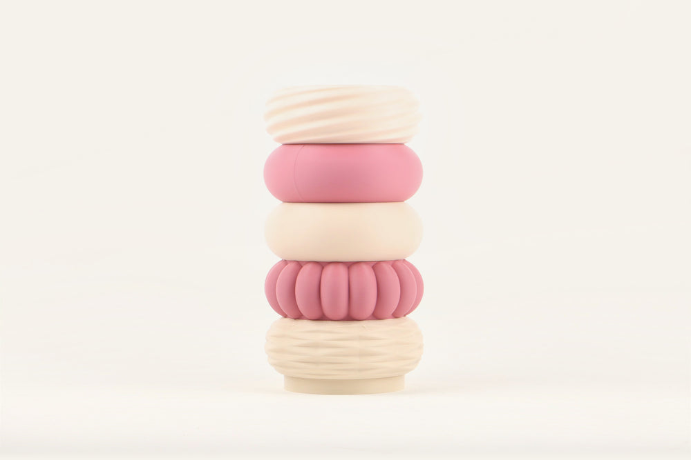 Blossom, a five-module modular vase alternating rose and cream
