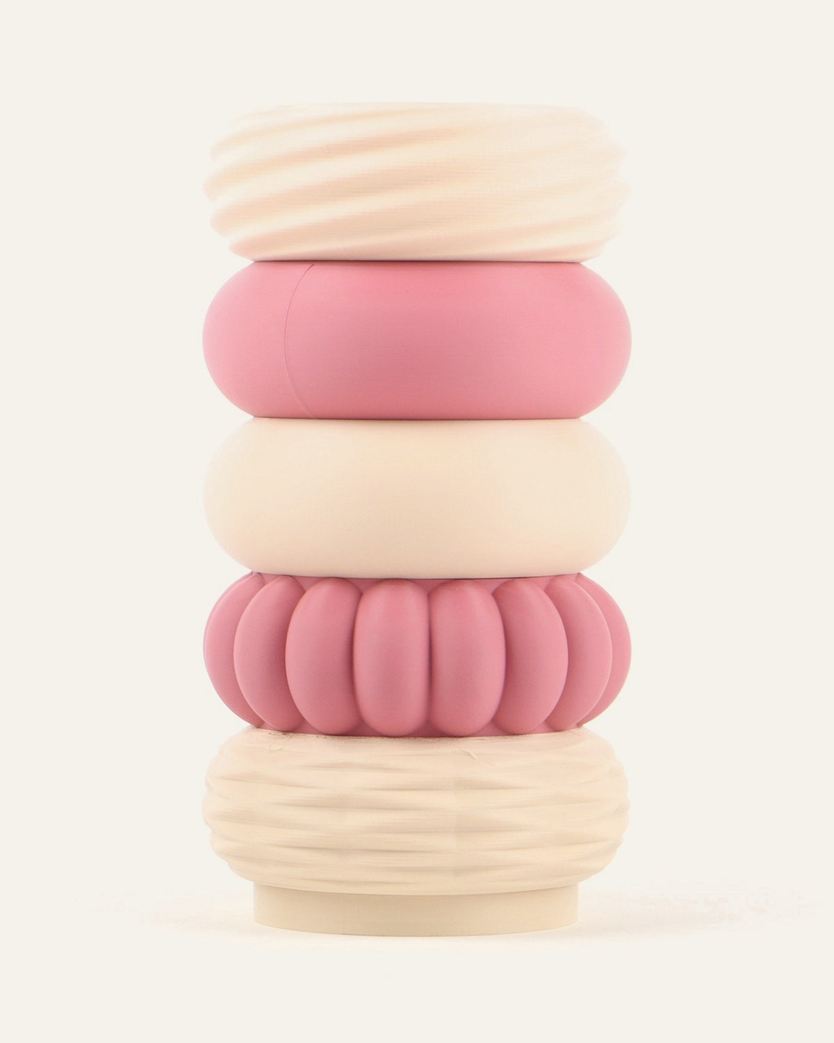 Blossom, a five-module modular vase alternating rose and cream