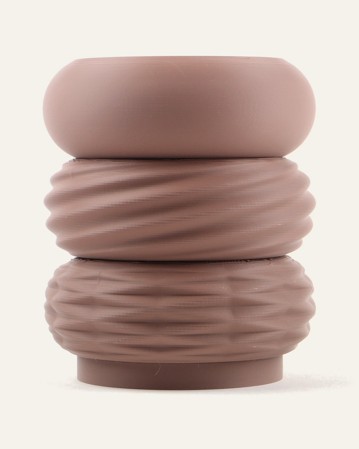 Cocoa, a three-module modular vase in Matte Brown