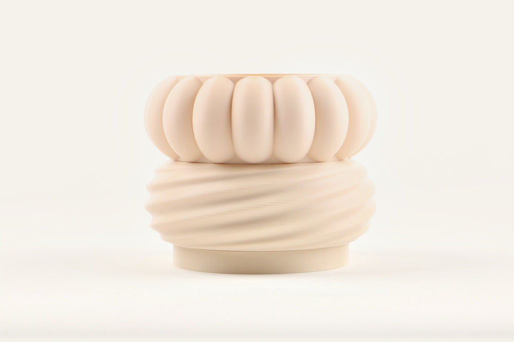 Dune, a two-module modular vase in Matte Light Khaki