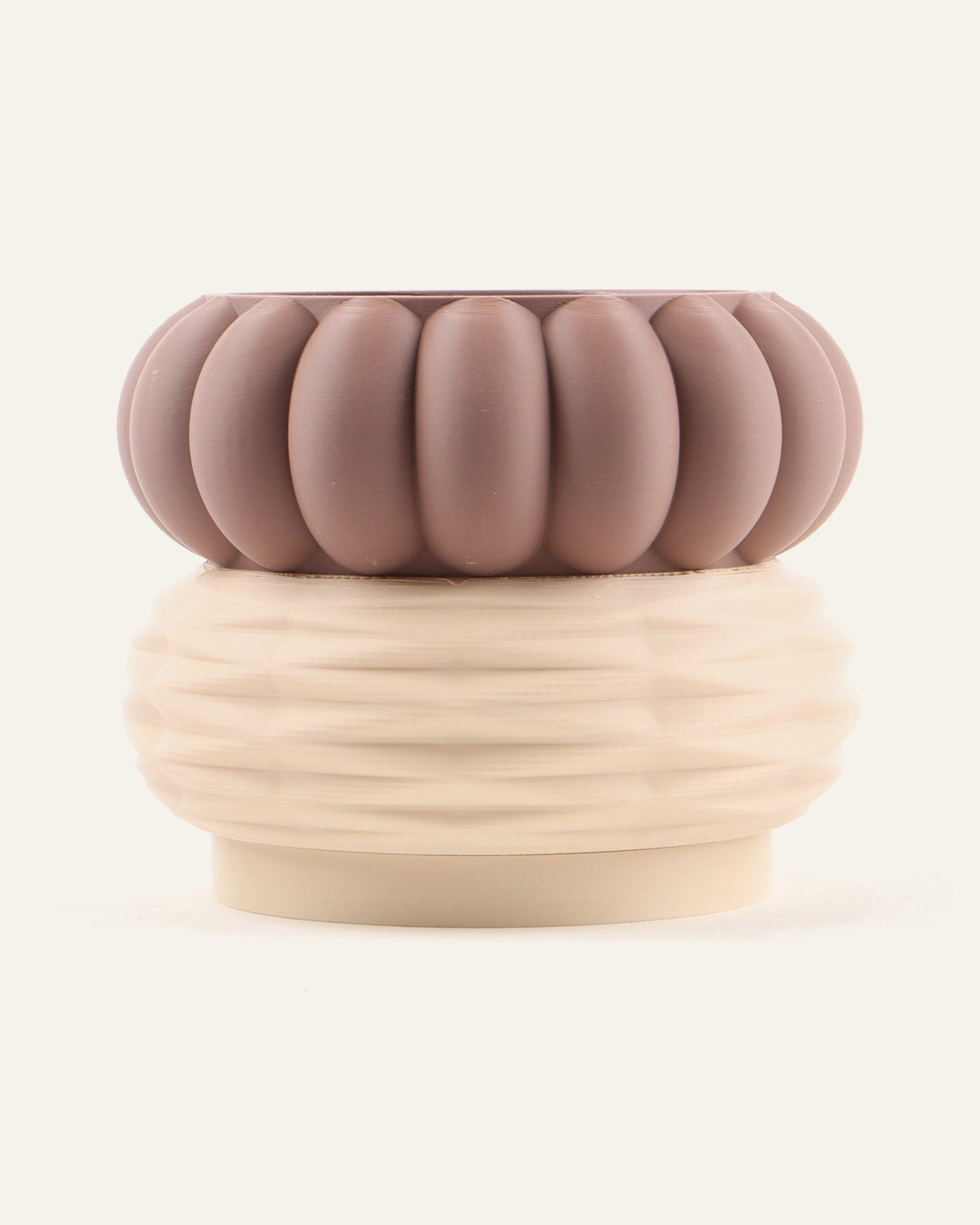 Truffle, a two-module modular vase in Matte Brown over Matte Light Khaki