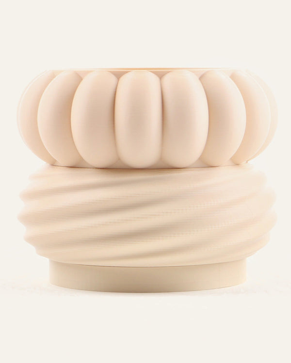 Dune, a two-module modular vase in Matte Light Khaki