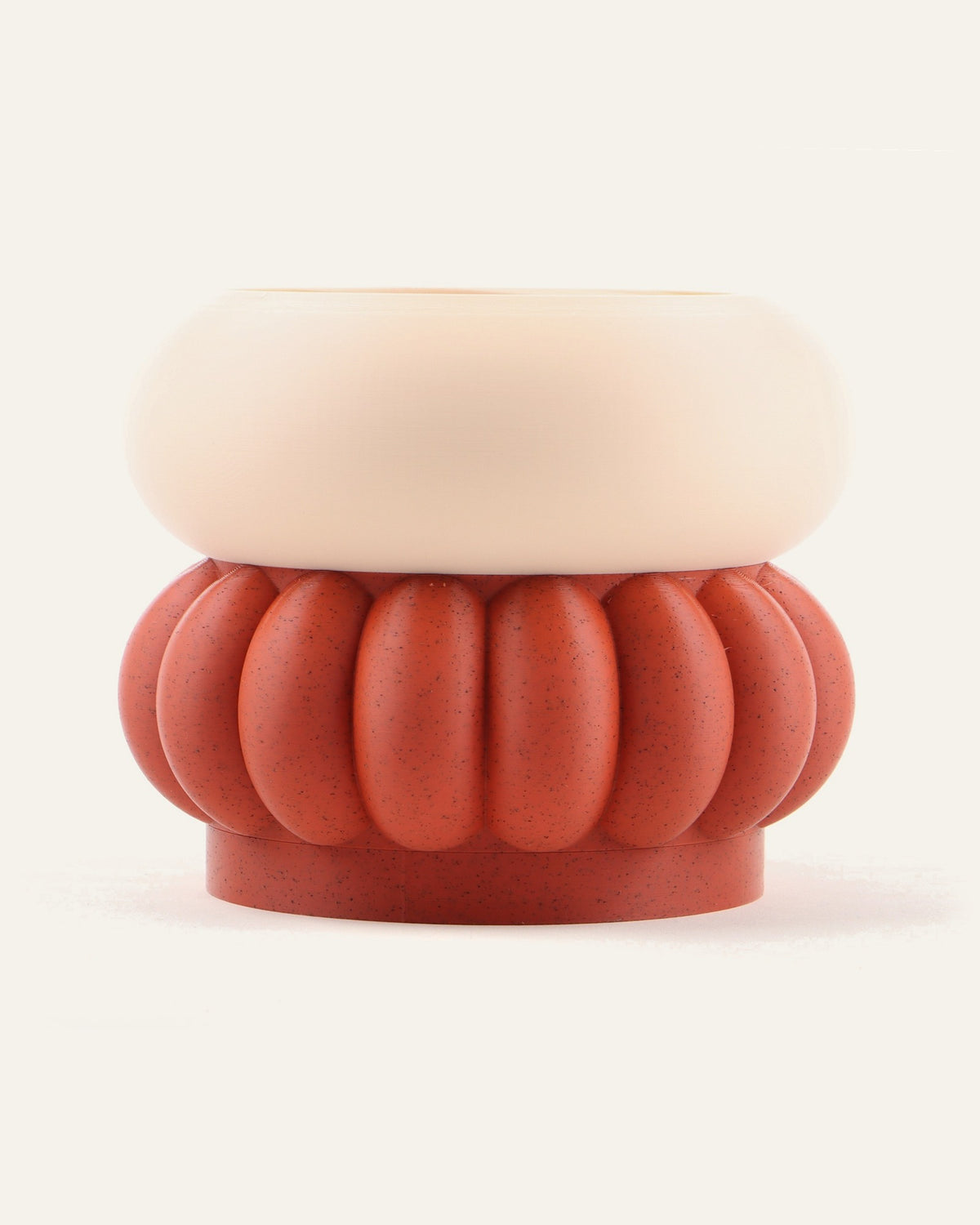 Sienna, a two-module modular vase in light khaki over terracotta