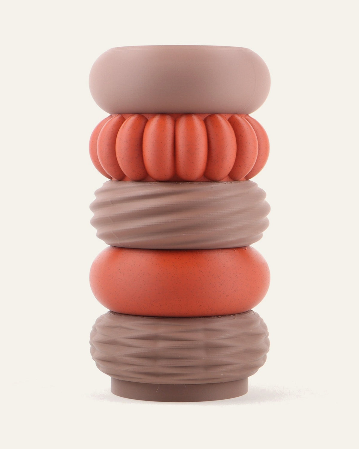 Ember, a five-module modular vase in terracotta and warm brown