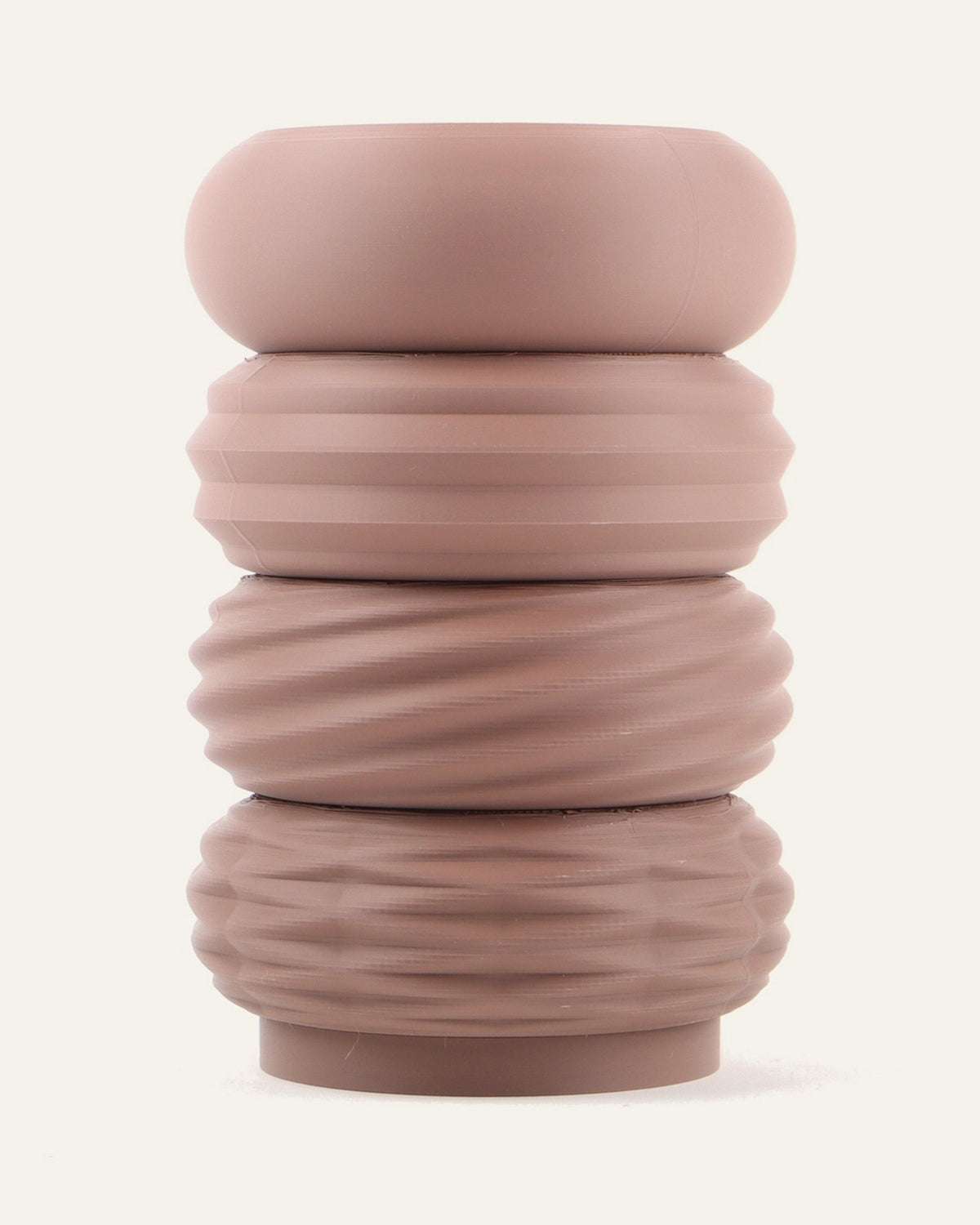 Umber, a four-module modular vase in Matte Brown